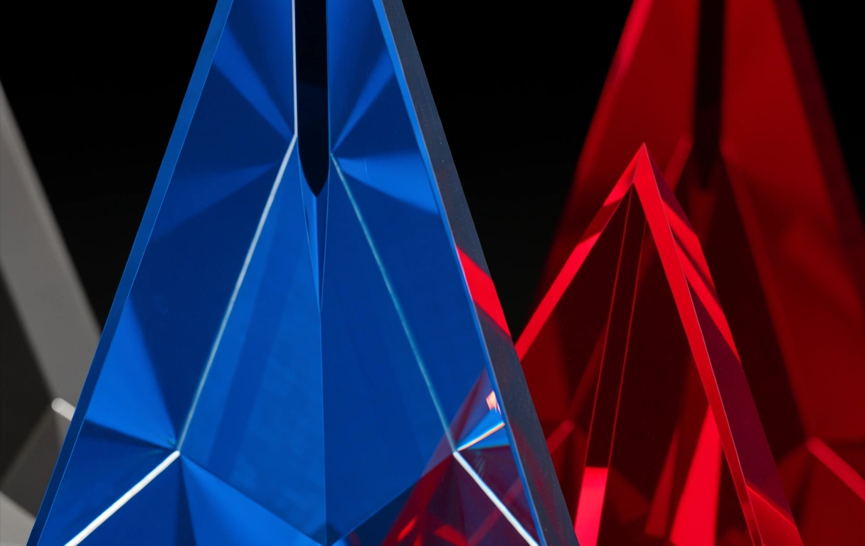 Refracted light geometry symbolizing precision analytics